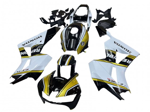 Honda CBR600RR Motorrad Verkleidung 2013-2023 - Weiss Gold Glanzendes Schwarz Repsol