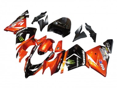 Kawasaki ZX10R Motorrad Verkleidung 2004-2005 - Burnt Orange Schwarz Monster Elf