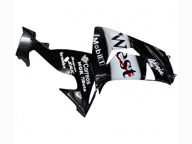 Kawasaki ZX10R Motorrad Verkleidung 2006-2007 - Glanzendes Schwarz Weiss West