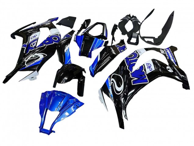 Kawasaki ZX10R Motorrad Verkleidung 2011-2015 - Blau Weiss Glanzendes Schwarz
