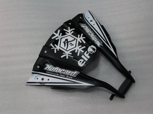 Kawasaki ZX10R Motorrad Verkleidung 2011-2015 - Glanzendes Schwarz Weiss Elf Schnee Aufkleber