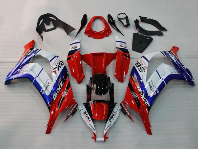 Kawasaki ZX10R Motorrad Verkleidung 2011-2015 - Weiss Blau Rot Schwarz SBK Maxxis