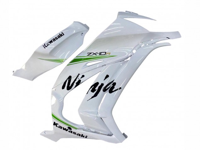 Kawasaki ZX10R Motorrad Verkleidung 2011-2015 - Weiss Grun Streifen Schwarz Ninja