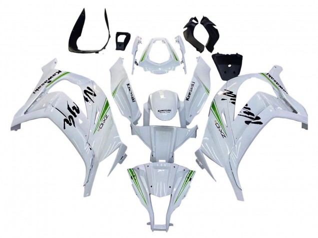 Kawasaki ZX10R Motorrad Verkleidung 2011-2015 - Weiss Grun Streifen Schwarz Ninja