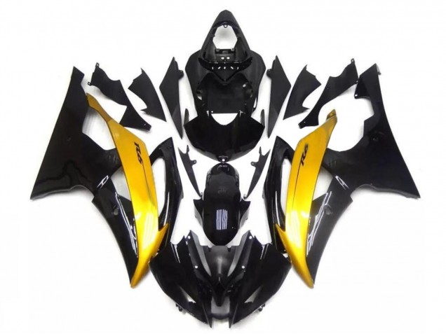 Yamaha YZF R6 Motorrad Verkleidung 2008-2016 - Gold Glanzendes Schwarz