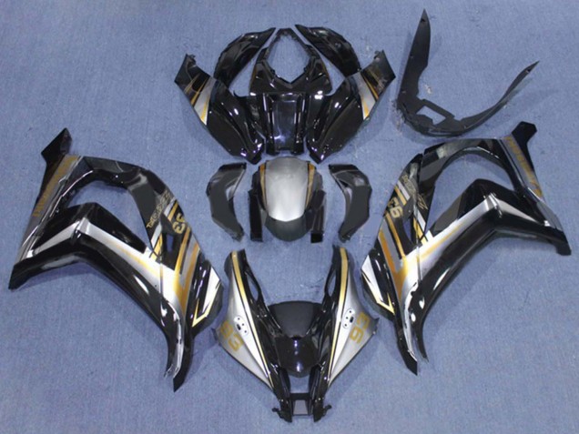 Kawasaki ZX10R Motorrad Verkleidung 2016-2020 - Glanzendes Schwarz Silber Gold 93