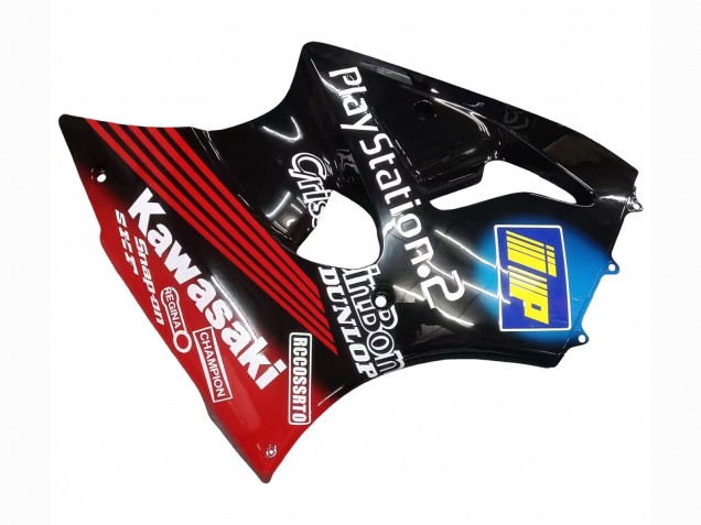 Kawasaki ZX6R Motorrad Verkleidung 2000-2002 - Glanzendes Schwarz Rot Blau Rot PlayStation 2