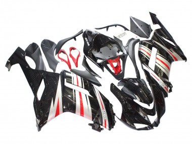 Kawasaki ZX6R Motorrad Verkleidung 2007-2008 - Schwarz Silber Rot Ninja