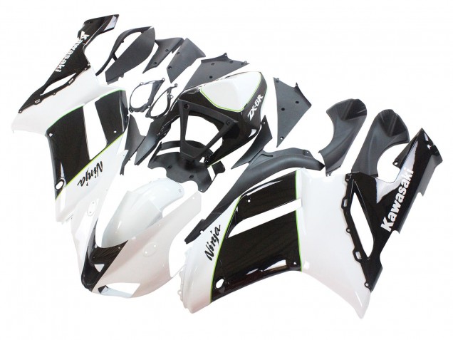 Kawasaki ZX6R Motorrad Verkleidung 2007-2008 - Schwarz Weiss Ninja