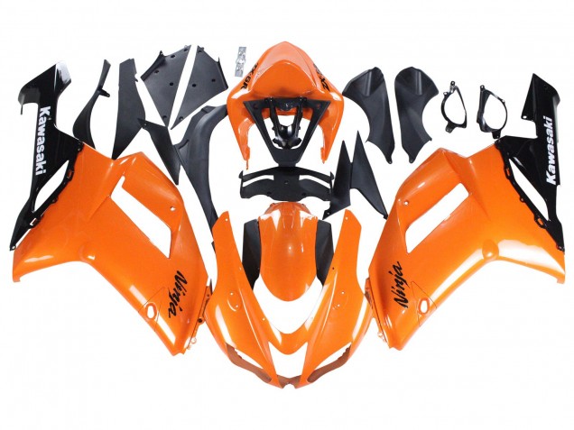 Kawasaki ZX6R Motorrad Verkleidung 2007-2008 - Orange Schwarz Ninja