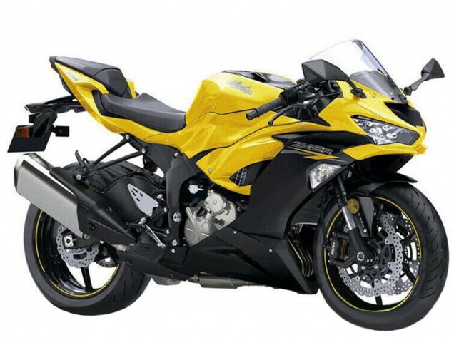 Kawasaki ZX6R Motorrad Verkleidung 2019-2022 - Gelb Matt Schwarz