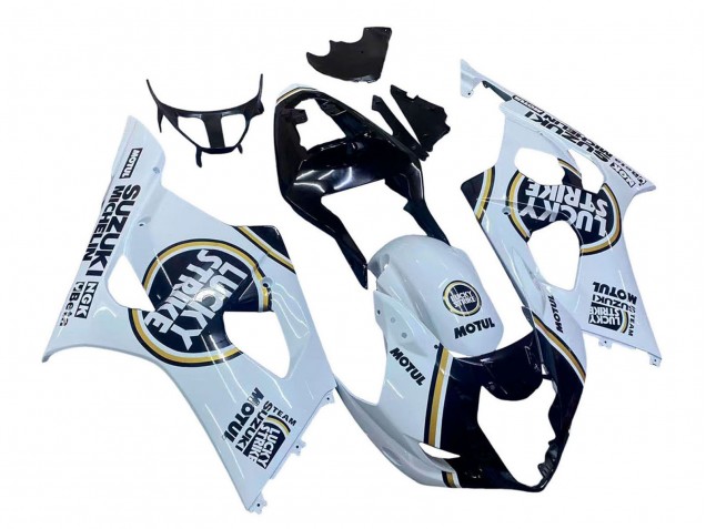 Suzuki GSXR 1000 Motorrad Verkleidung 2003-2004 - Weiss Schwarz Gold Motul Lucky Strike