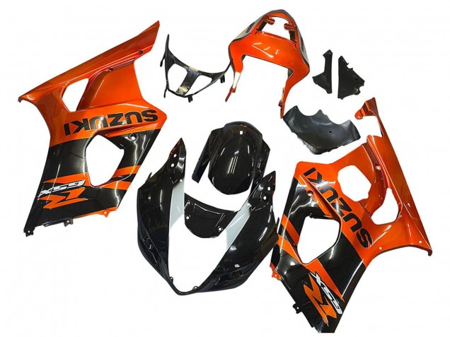 Suzuki GSXR 1000 Motorrad Verkleidung 2003-2004 - Burnt Orange Glanzendes Schwarz