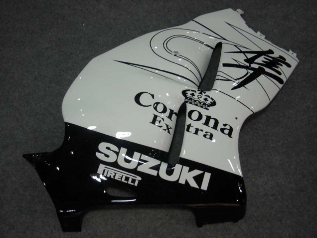 Suzuki GSXR 1300 Hayabusa Motorrad Verkleidung 1996-2007 - Weiss Schwarz Corona