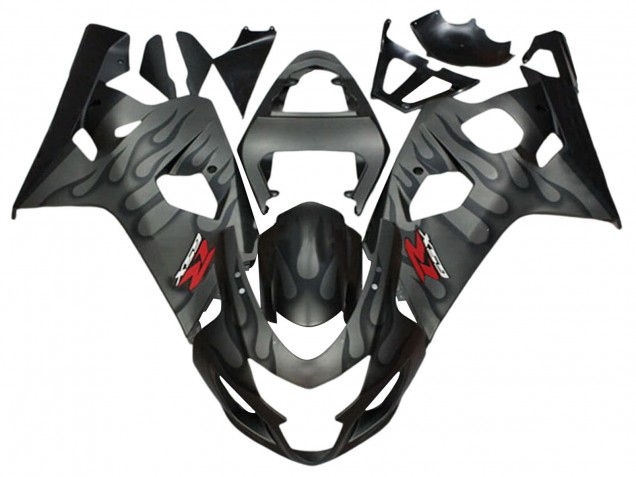 Suzuki GSXR 600 / GSXR 750 Motorrad Verkleidung 2004-2005 - Grau Schwarz Flamme
