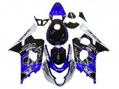 Suzuki GSXR 600 / GSXR 750 Motorrad Verkleidung 2004-2005 - Weiss Blau Schwarz Corona Motul