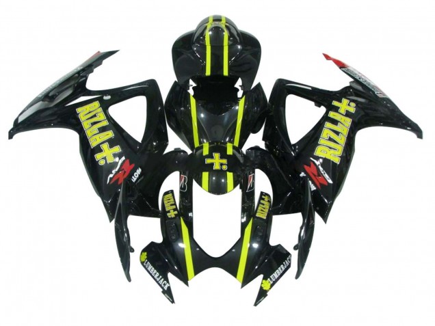Suzuki GSXR 600 / GSXR 750 Motorrad Verkleidung 2006-2007 - Glanzendes Schwarz Gelb Rizla
