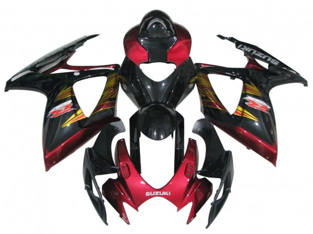 Suzuki GSXR 600 / GSXR 750 Motorrad Verkleidung 2006-2007 - Glanzendes Schwarz Rot Gold