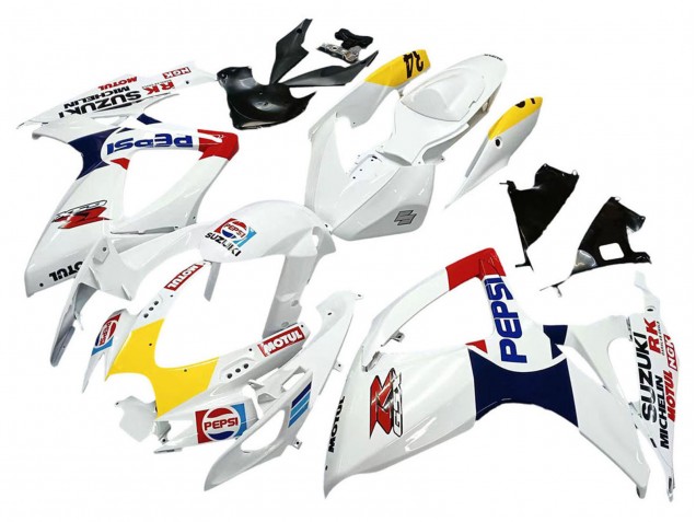 Suzuki GSXR 600 / GSXR 750 Motorrad Verkleidung 2006-2007 - Weiss Rot Gelb Motul