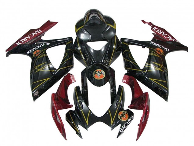 Suzuki GSXR 600 / GSXR 750 Motorrad Verkleidung 2006-2007 - Glanzendes Schwarz Rot Gold