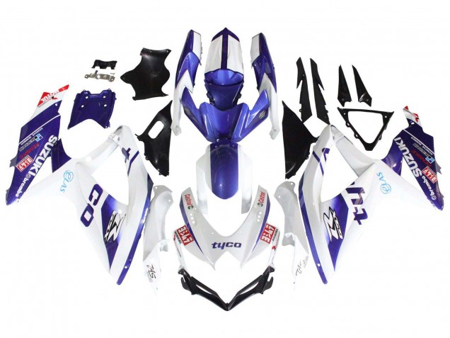 Suzuki GSXR 600 / GSXR 750 Motorrad Verkleidung 2008-2010 - Weiss Blau Schwarz Tyco