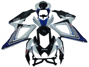 Suzuki GSXR 600 / GSXR 750 Motorrad Verkleidung 2008-2010 - Weiss Blau Glanzendes Schwarz Alstare