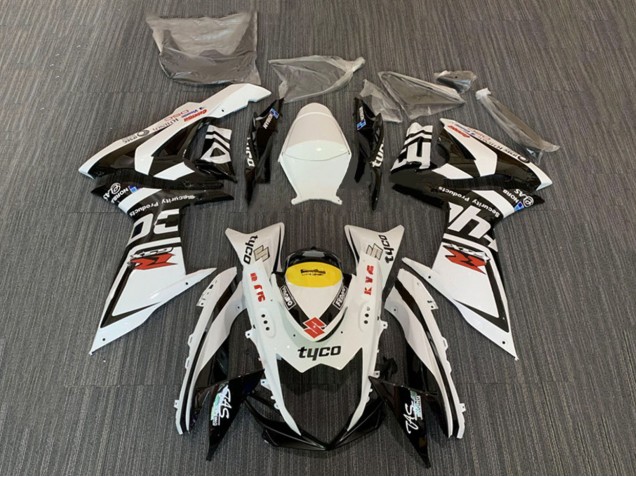 Suzuki GSXR 600 / GSXR 750 Motorrad Verkleidung 2008-2010 - Weiss Gelb Schwarz Tyco