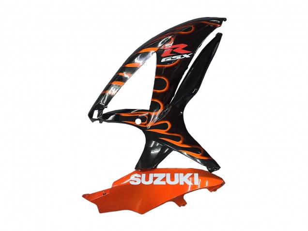Suzuki GSXR 600 / GSXR 750 Motorrad Verkleidung 2008-2010 - Glanzendes Schwarz Orange Flamme