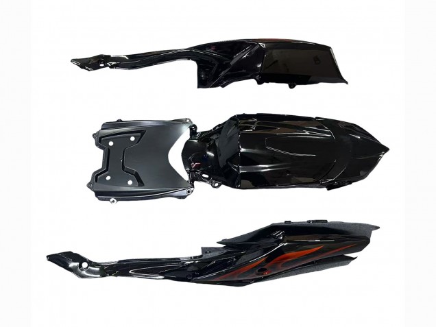 Suzuki GSXR 600 / GSXR 750 Motorrad Verkleidung 2008-2010 - Glanzendes Schwarz Orange Flamme