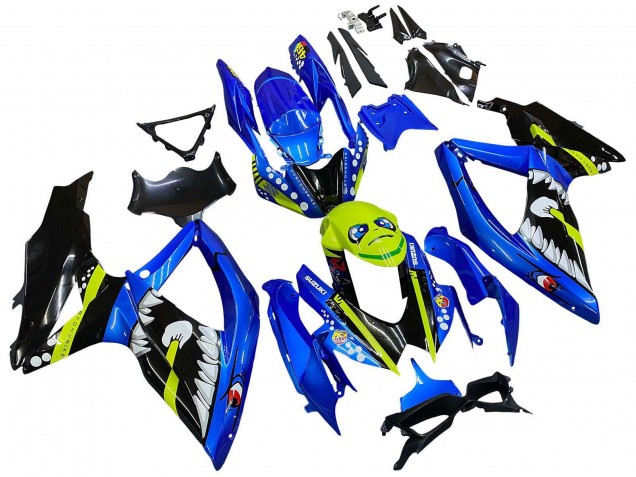Suzuki GSXR 600 / GSXR 750 Motorrad Verkleidung 2008-2010 - Blau Fluoreszierendes Grun Hai