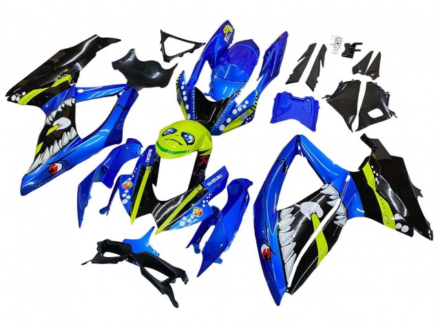 Suzuki GSXR 600 / GSXR 750 Motorrad Verkleidung 2008-2010 - Blau Fluoreszierendes Grun Hai