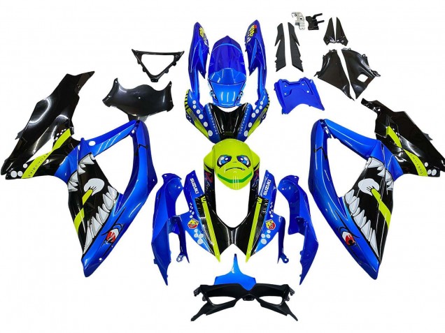 Suzuki GSXR 600 / GSXR 750 Motorrad Verkleidung 2008-2010 - Blau Fluoreszierendes Grun Hai