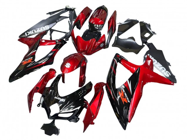Suzuki GSXR 600 / GSXR 750 Motorrad Verkleidung 2008-2010 - Rot Glanzendes Schwarz