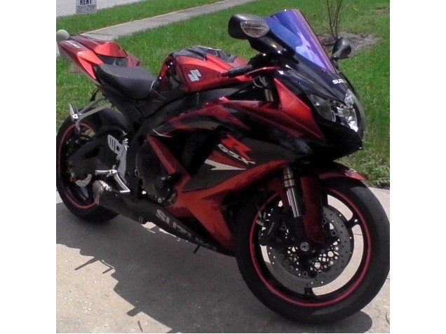 Suzuki GSXR 600 / GSXR 750 Motorrad Verkleidung 2008-2010 - Rot Glanzendes Schwarz