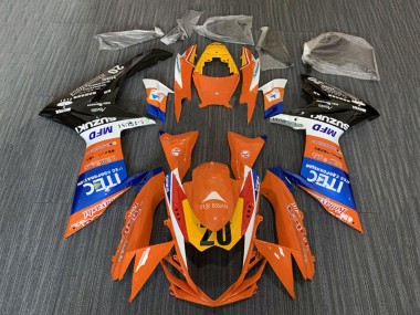 Suzuki GSXR 600 / GSXR 750 Motorrad Verkleidung 2008-2010 - Orange Blau Weiss Schwarz ITEC