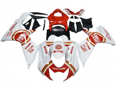 Suzuki GSXR 600 / GSXR 750 Motorrad Verkleidung 2008-2010 - Weiss Rot Lucky Strike