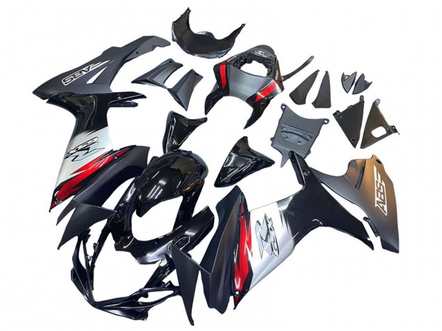 Suzuki GSXR 600 / GSXR 750 Motorrad Verkleidung 2011-2024 - Glanzendes Schwarz Geschmiedet Carbonfaser Silber Rot