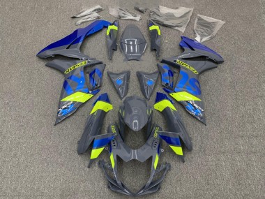 Suzuki GSXR 600 / GSXR 750 Motorrad Verkleidung 2011-2024 - Dunkel Nardo Grau Blau Fluoreszierendes Gelb