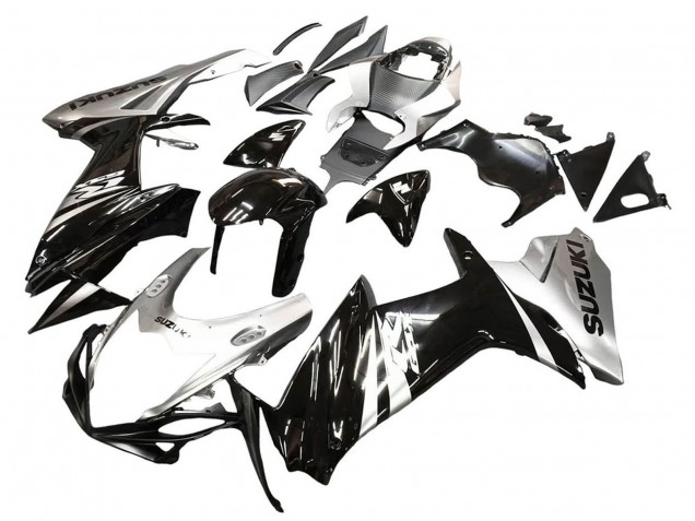 Suzuki GSXR 600 / GSXR 750 Motorrad Verkleidung 2011-2024 - Glanzendes Schwarz Silber