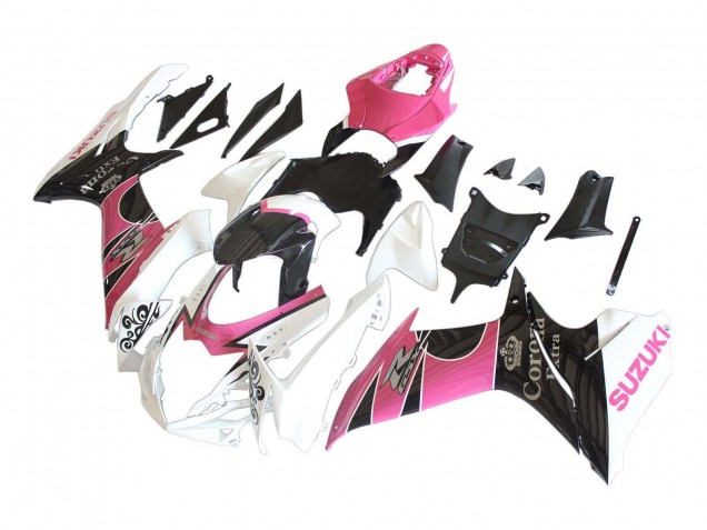 Suzuki GSXR 600 / GSXR 750 Motorrad Verkleidung 2011-2024 - Weiss Rosa Schwarz Corona