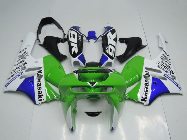 Kawasaki ZX9R Motorrad Verkleidung 1994-1997 - Grun Weiss Blau