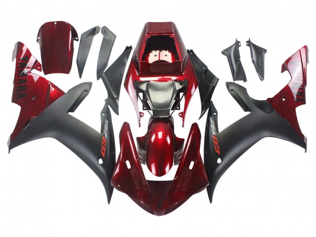 Yamaha YZF 1000 R1 Motorrad Verkleidung Kit 2002-2003 - Rot Matt Schwarz