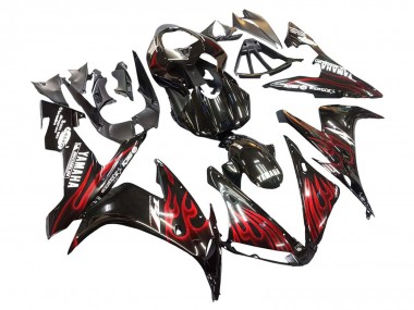 Yamaha YZF 1000 R1 Motorrad Verkleidung 2004-2006 - Glanzendes Schwarz Rot Flamme