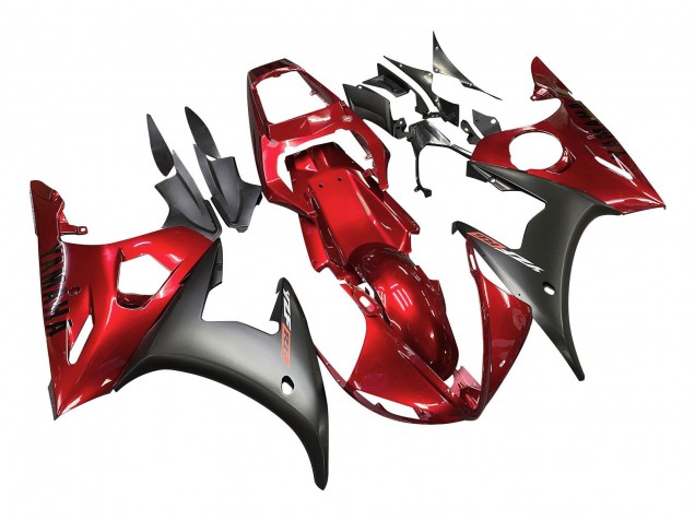 Yamaha YZF R6S Motorrad Verkleidung Kit 2006-2009 - Rot Matt Schwarz