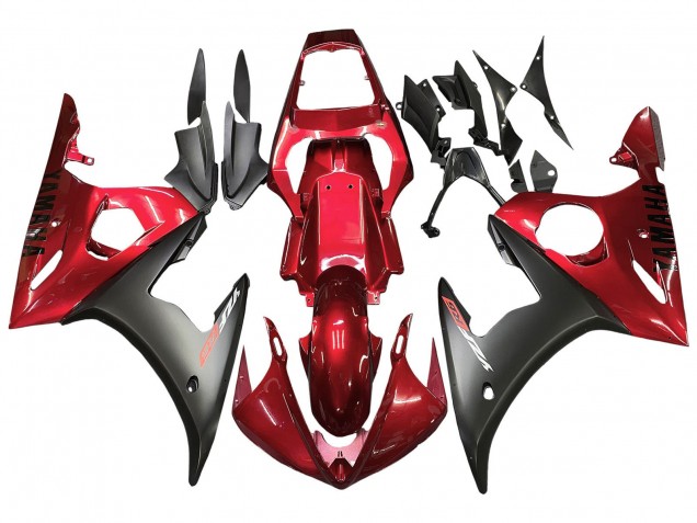 Yamaha YZF R6S Motorrad Verkleidung Kit 2006-2009 - Rot Matt Schwarz