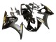 Yamaha YZF R6S Motorrad Verkleidung 2006-2009 - Glanzendes Schwarz Matt Schwarz Gold Aufkleber