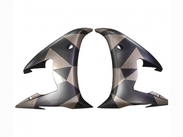 Yamaha YZF R6S Motorrad Verkleidung 2006-2009 - Grau Matt Schwarz Geometric