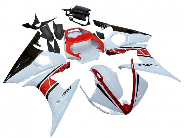 Yamaha YZF R6 Motorrad Verkleidung 2003-2004 - Weiss Rot Glanzendes Schwarz