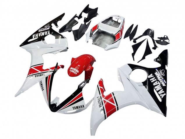 Yamaha YZF R6S Motorrad Verkleidung 2006-2009 - Weiss Rot Glanzendes Schwarz Motul