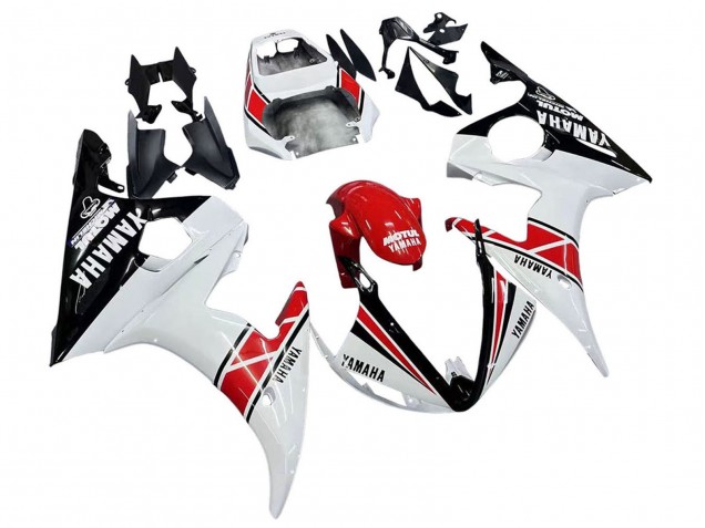 Yamaha YZF R6S Motorrad Verkleidung 2006-2009 - Weiss Rot Glanzendes Schwarz Motul